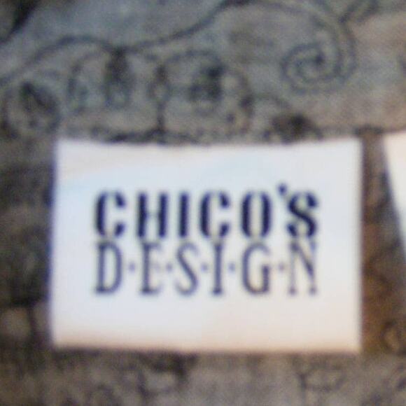 Chico's Women's Linen Jacket Size Small Gray Embroidered 3/4 Sleeves - Picture 5 of 5